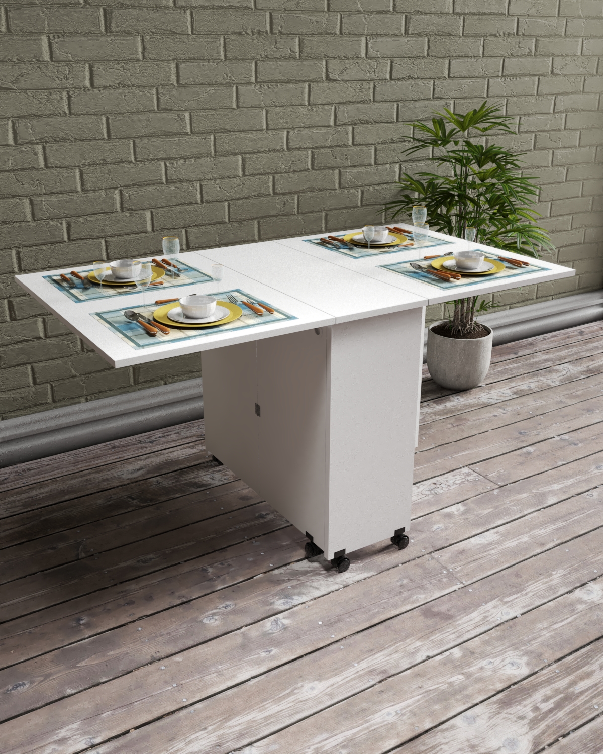 Elfida Yemek Masası, Katlanır Yemek Masa,Portatif Yemek Masaları, Tekerlekli Katlanır Masa